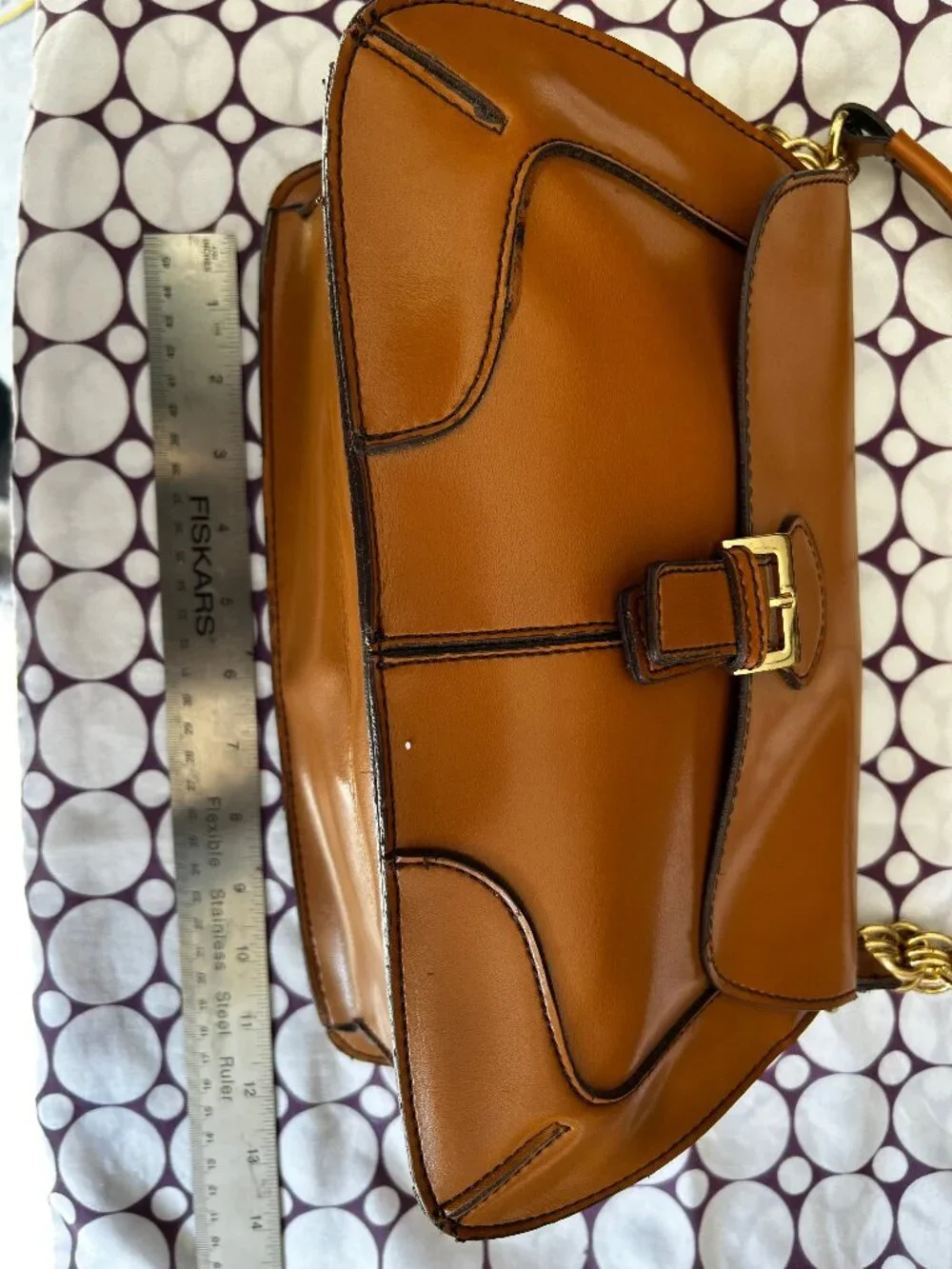 Caramel Colored Leather Shoulder Bag/Purse
